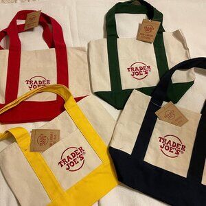 New with Tags! Set of 4: Trader Joe's Limited Edition Canvas Mini-Tote Bags!
